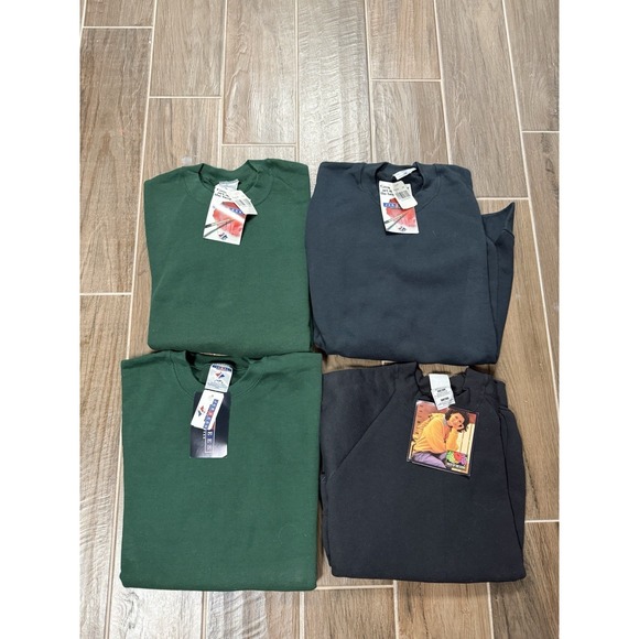 Jerzees Other - Lot Of 4 Vintage Blank Crewneck Sweater Jerzees/Fruit Of The Loom Green/Black L